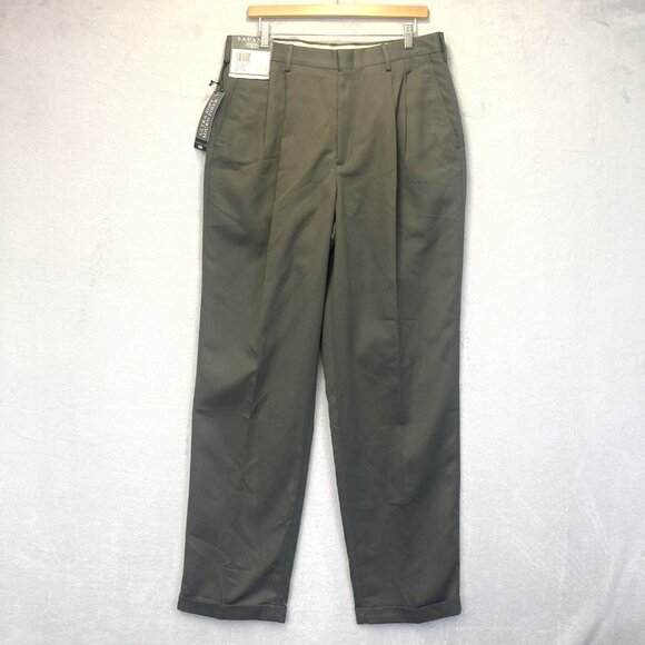 NWT Savane Pleated Dress Pants Mens 34x34 Ultra Soft Microfiber Wrinkle Free - Picture 1 of 16